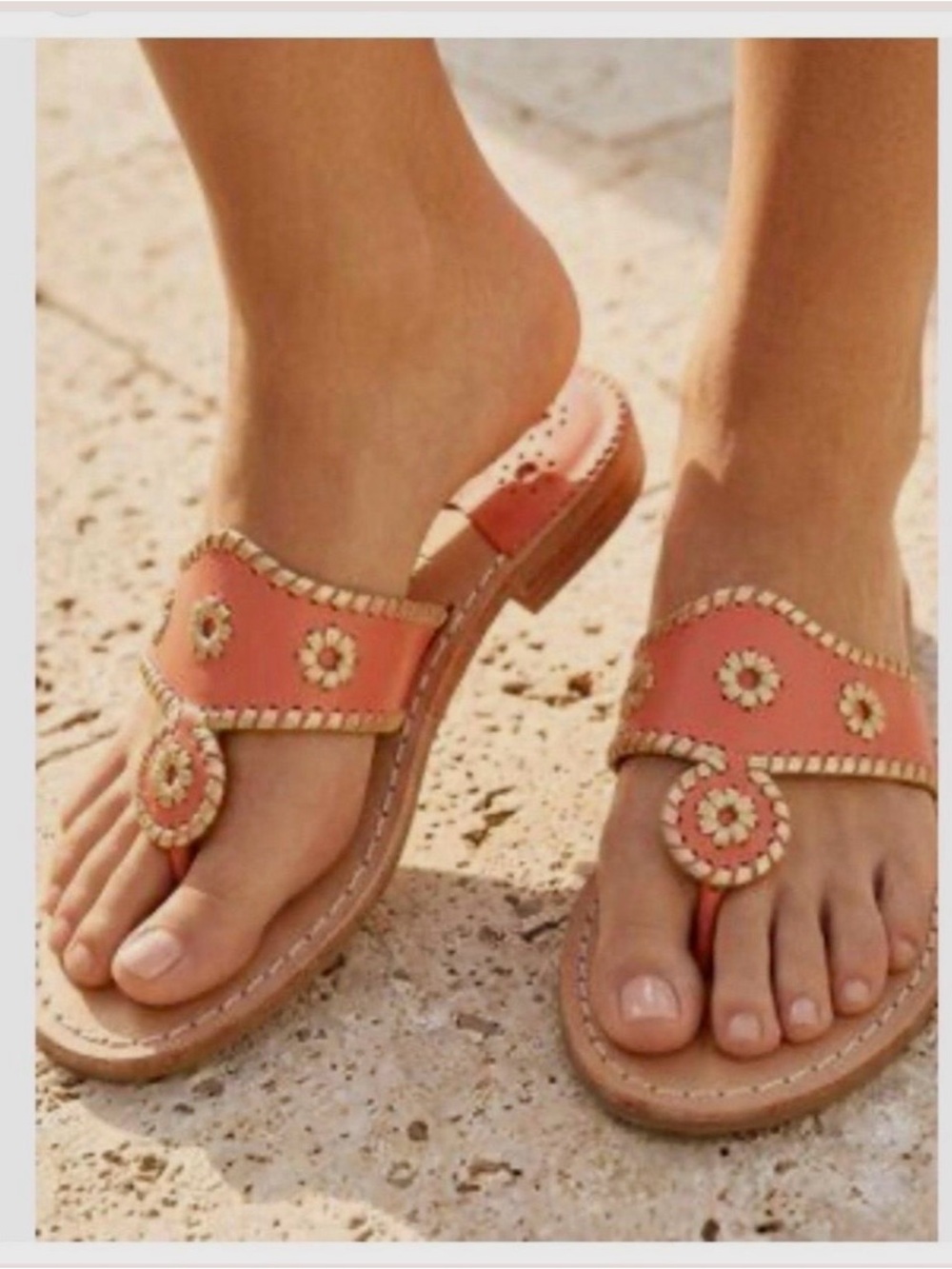 Jack Rogers Coral Orange Embellished Slip-On Sandals